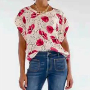 Cabi "Floral Whimsy" style #4166 Cap Sleeve blouse - Size XS